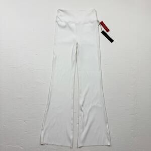 Carbon38 White Ribbed Flare Pants, Size Medium